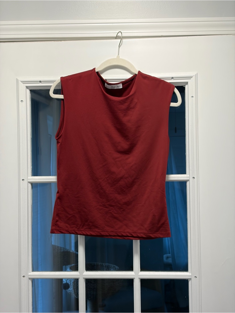 Mango Sleeveless Muscle Tee in Burgundy
